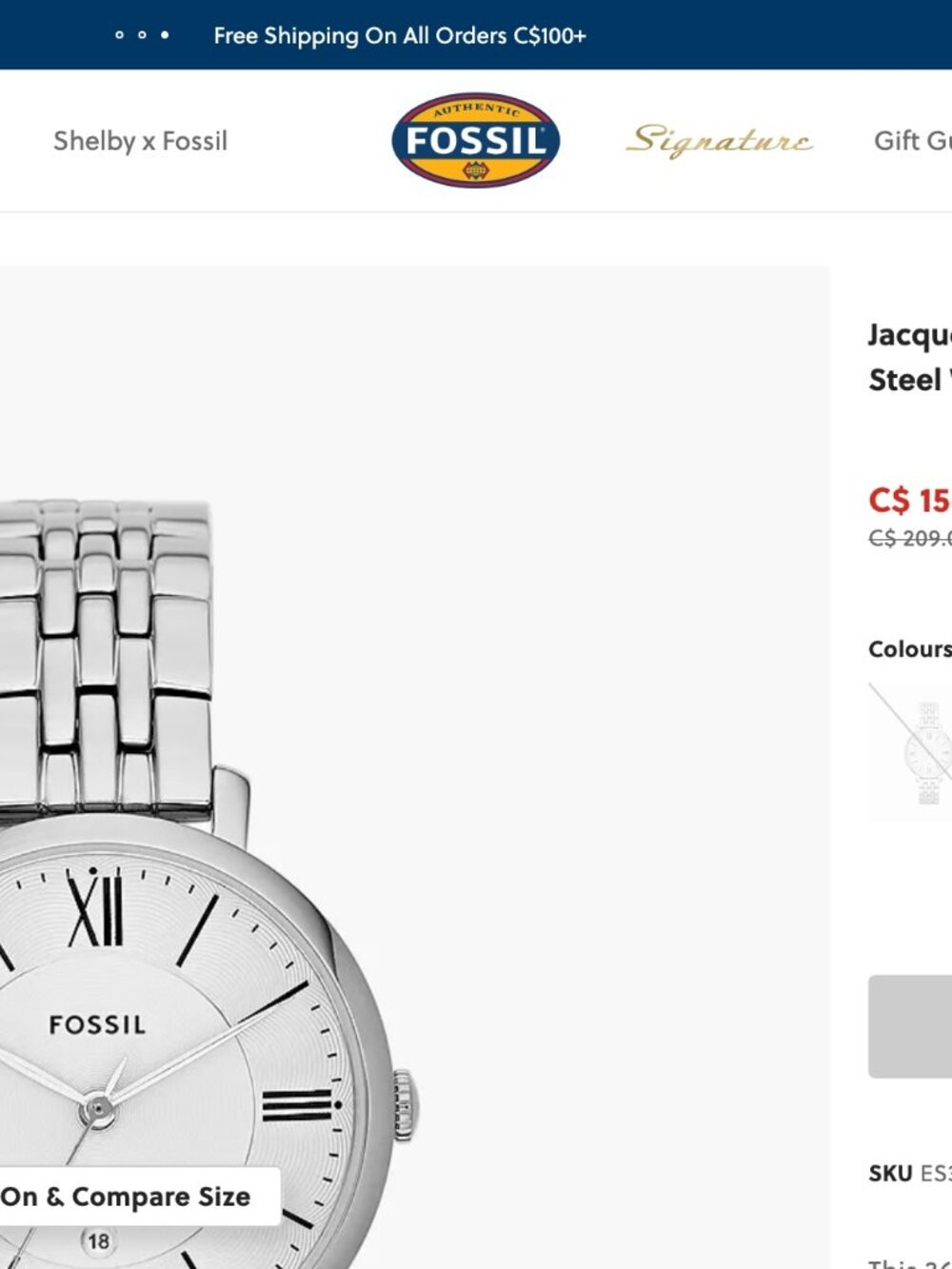 Fossil Women's Watch - Jacqueline 36 mm Three-Hand Date Stainless Steel Watch - Picture 2 of 8